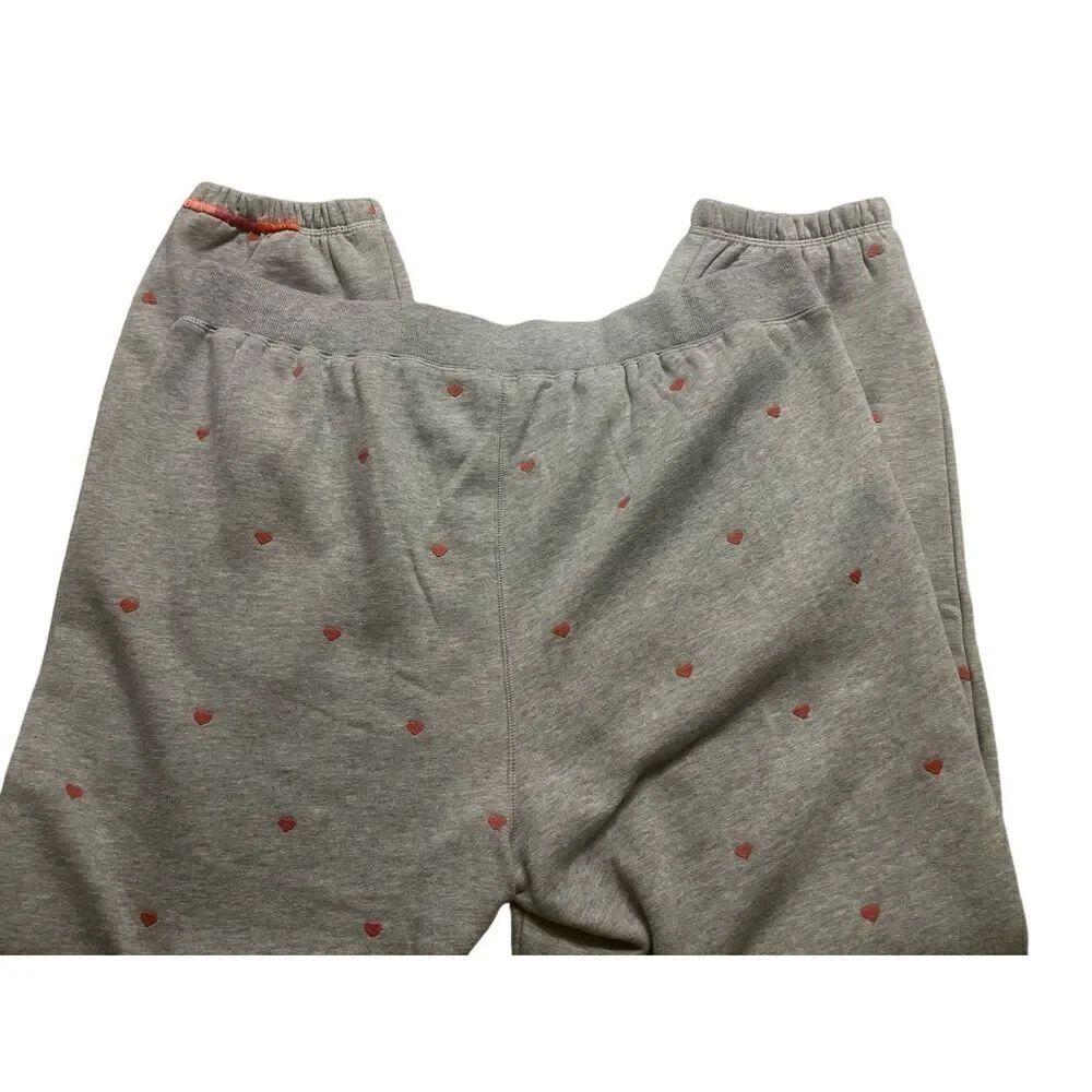 Sundance lounge pants gray with pink hearts sz Large - Picture 2 of 5